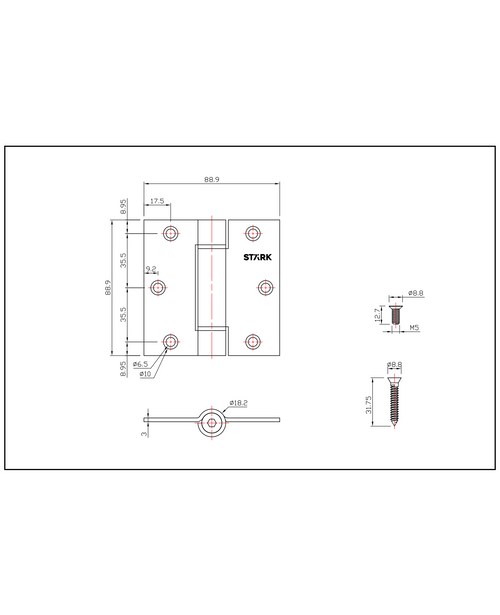 2 Bisagras con resorte de 3,5″x3,5″. 3 mm espesor. (Negro mate) — imagen 2