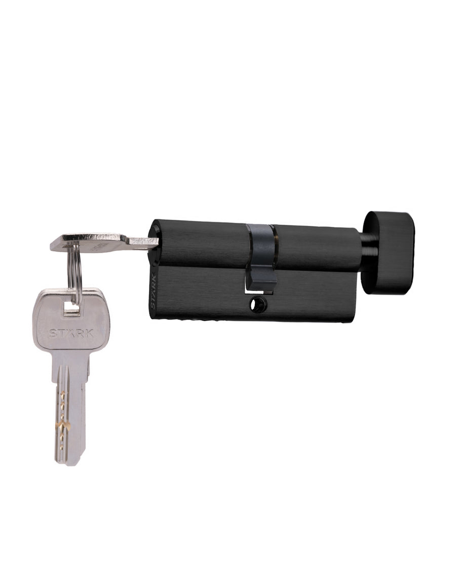 Cilindro Multipunto 70 mm llave/seguro interior centrado. (Negro mate)