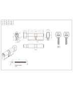 Cilindro 70 mm llave/seguro interior centrado. (Negro mate) — imagen 2