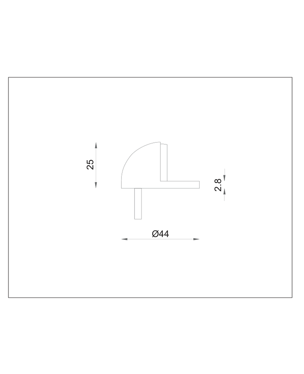 Tope de puerta media luna (Acero inoxidable 304). SKU: SDTOPE1-AI — imagen 2