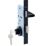 Cerradura de embutir puerta acceso principal. Cilindro ambos lados. Manilla interior derecha o izquierda, Modelo: TUTU. (Negro mate). SKU: SDE200-BL.KIT.TUTU1/2