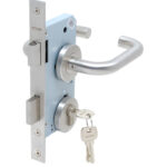 Cerradura de embutir puertas de oficinas, cocina - patio. Cilindro ambos lados. Manillas ambos lados, Modelo: TINA. (Acero inoxidable 304). SKU: SDE200-AI.KIT.TINA