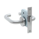 Cerradura de embutir función simple paso. Manillas modelo: TINA. (Acero inoxidable 304). SKU: SDE240-AI.KIT.TINA