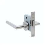 Cerradura de embutir función simple paso. Manillas modelo: TUTU. (Acero inoxidable 304). SKU: SDE240-AI.KIT.TUTU