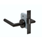 Cerradura de embutir función simple paso. Manillas modelo: TUTU. (Negro mate). SKU: SDE240-BL.KIT.TUTU