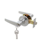 Cerradura tubular con manilla, Oficina - Dormitorio (Níquel satinado). SKU: SDM10-NS