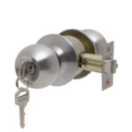 Cerradura de pomo cilíndrica, Oficina -Dormitorio. (Acero inoxidable 304). SKU: SDP10-AI