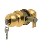 Cerradura de pomo cilíndrica, Oficina -Dormitorio. (Bronce pulido). SKU: SDP10-PB