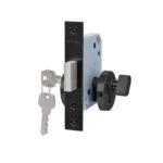 Cerradura de embutir de seguridad, cilindro exterior / seguro interior. Doble vuelta de llave. (Negro Mate).
