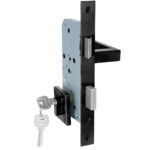 Cerradura de embutir puerta de acceso principal. Cilindro ambos lados. Manilla interior IZQUIERDA, Modelo: MIKA (Negro mate)