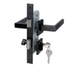 Cerradura de embutir puertas de dormitorios, bodegas, oficinas. Cilindro exterior y seguro interior. Manillas ambos lados, Modelo: MIKA. (Negro mate).