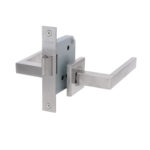 Cerradura de embutir función simple paso. Manillas modelo: MIKA. (Acero inoxidable 304).