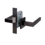 Cerradura de embutir función simple paso. Manillas modelo: MIKA. (Negro mate).